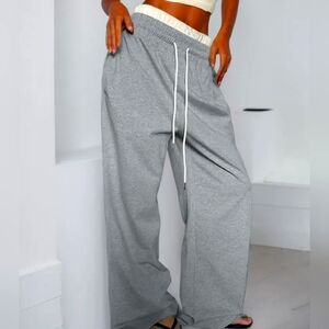 Women's Gray Loose Fit Drawstring Pants